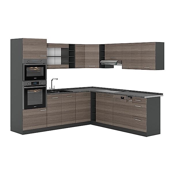 Vicco R-Line Eckküche Edelgrau/Anthrazit 237 x 247 cm AP Anthrazit ohne E-G günstig online kaufen