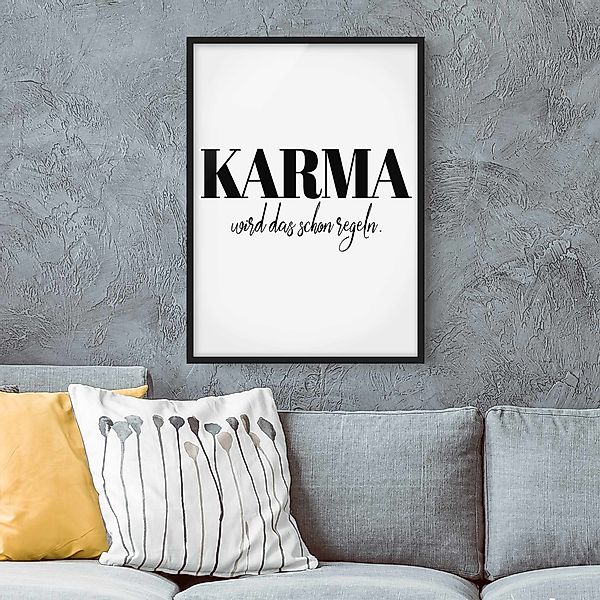 Bild mit Rahmen - Hochformat Karma wird das schon regeln günstig online kaufen