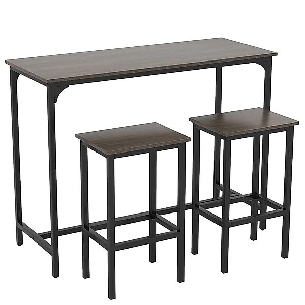 Costway Bartisch mit Barhocker mit Fußstütz Set Dunkel Braun günstig online kaufen