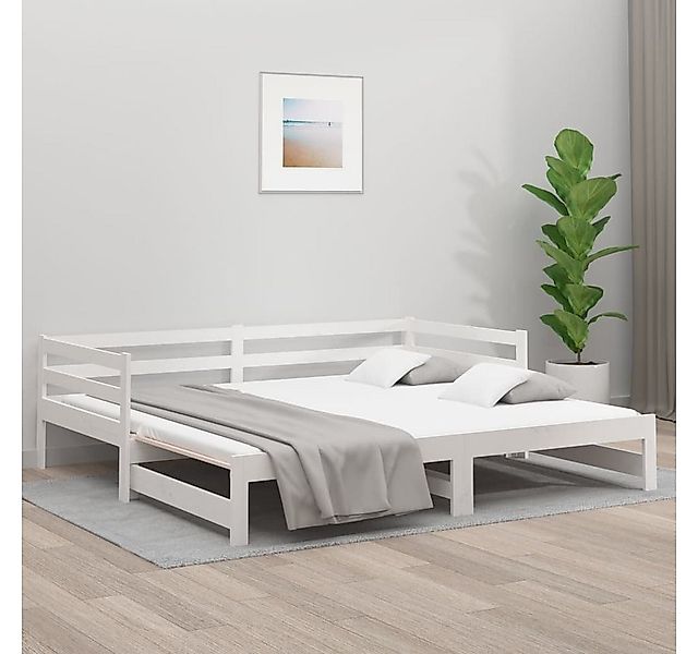vidaXL Bett Tagesbett Ausziehbar Weiß 2x(80x200) cm Massivholz Kiefer günstig online kaufen