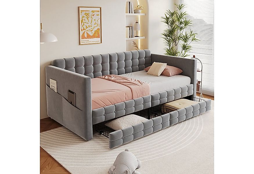 Flieks Daybett, Polsterbett Schlafsofa Kinderbett 90x190cm mit Stautasche & günstig online kaufen