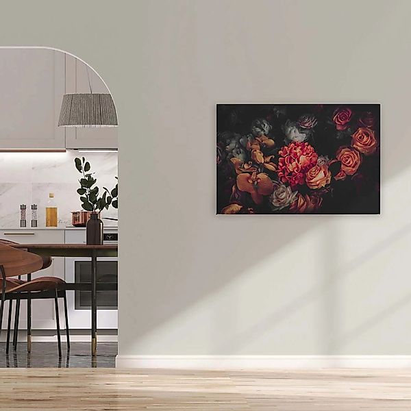 Bricoflor Wandbild Mit Rose Leinwandbild Mit Blumen In Orange Und Schwarz L günstig online kaufen