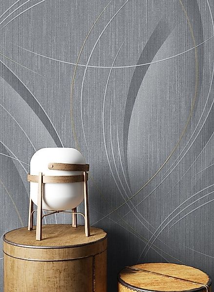 Newroom Vliestapete, Grau Tapete Glamour Leicht Glänzend - Mustertapete Sch günstig online kaufen