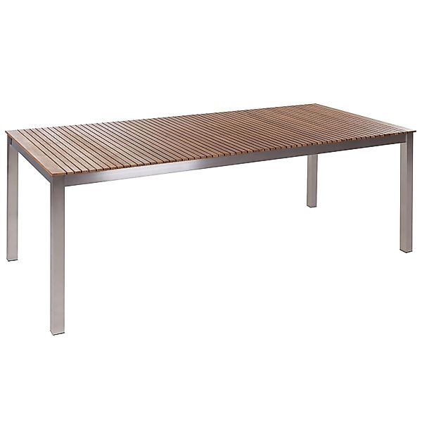 Beliani Gartentisch VIAREGGIO Heller Holzfarbton Silber 200x90x75 günstig online kaufen