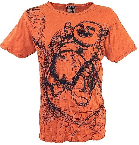 Guru-Shop T-Shirt Sure Herren T-Shirt Happy Buddha - rostorange Festival, a günstig online kaufen