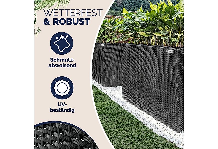 Casaria Pflanzkübel, 4 Innentöpfe Herausnehmbar Polyrattan 95x27x60cm Blume günstig online kaufen