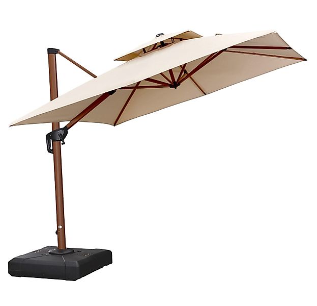 PURPLE LEAF Sonnenschirm Holzoptik Quadratischer Außenbereich günstig online kaufen