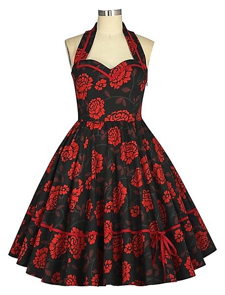 Sweetheart Vintage Kleid Schwarz-Rot günstig online kaufen