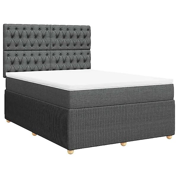 vidaXL Boxspringbett mit Matratze Dunkelgrau 140x200 cm Stoff 3292087 günstig online kaufen