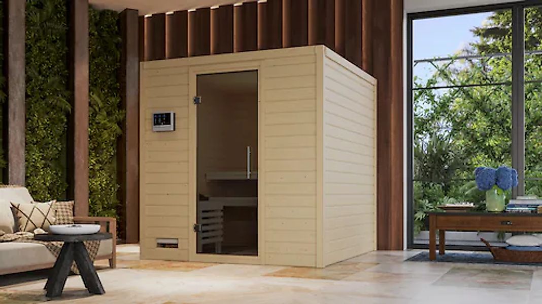 Karibu Sauna »Menja« Set, 9-kW-Ofen mit integrierter Steuerung günstig online kaufen