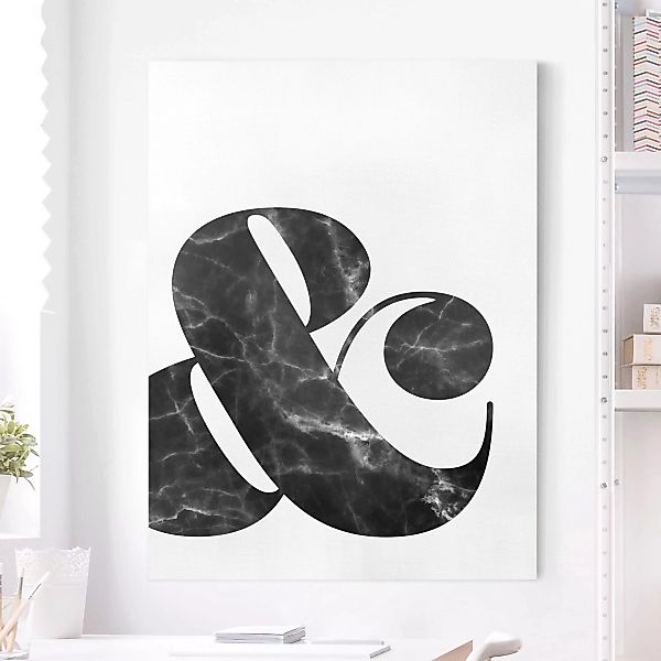 Leinwandbild Schwarz-Weiß - Hochformat Ampersand Marmor günstig online kaufen