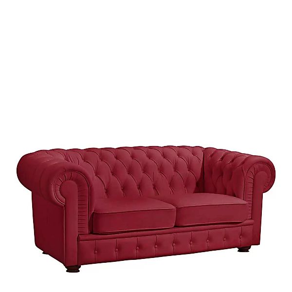 Zweier Sofa Leder rot im Chesterfield Look 172 cm breit günstig online kaufen