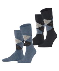 Burlington 2-er Set Socken Blau mit Argyle-Muster günstig online kaufen
