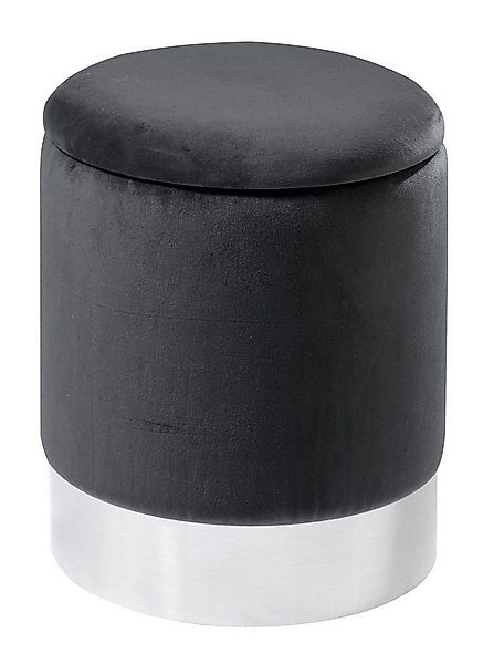 Home4You Sitzhocker, Ø 31 cm, Dunkelgrau, Silbergrau, Samtbezug, Abnehmbare günstig online kaufen