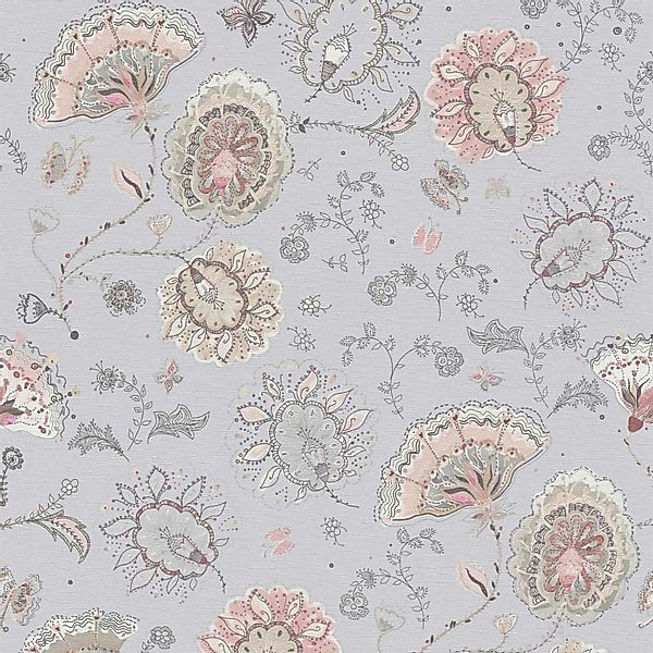 Bricoflor Japandi Tapete mit Paisley Muster Romantische Vliestapete Hellgra günstig online kaufen