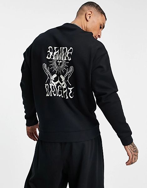 ASOS DESIGN – Oversized-Sweatshirt in Schwarz mit mystischem Rückenprint günstig online kaufen