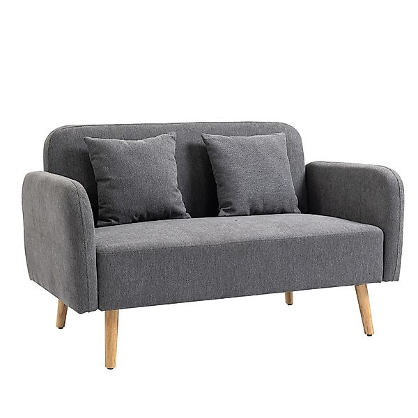 HOMCOM 2 Sitzer Sofa mit 2 Wurfkissen 130 x 70 x 80 cm günstig online kaufen