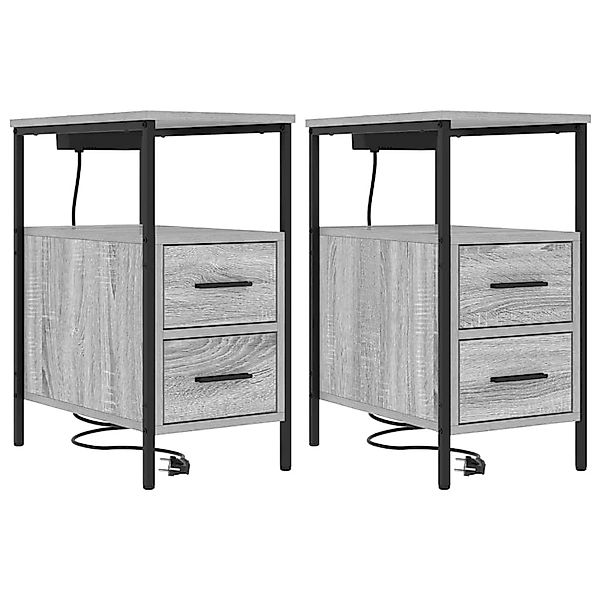 vidaXL Nachttisch 2 Stk Grau Sonoma 30 x 48 x 61 cm Holzwerkstoff 859417 günstig online kaufen