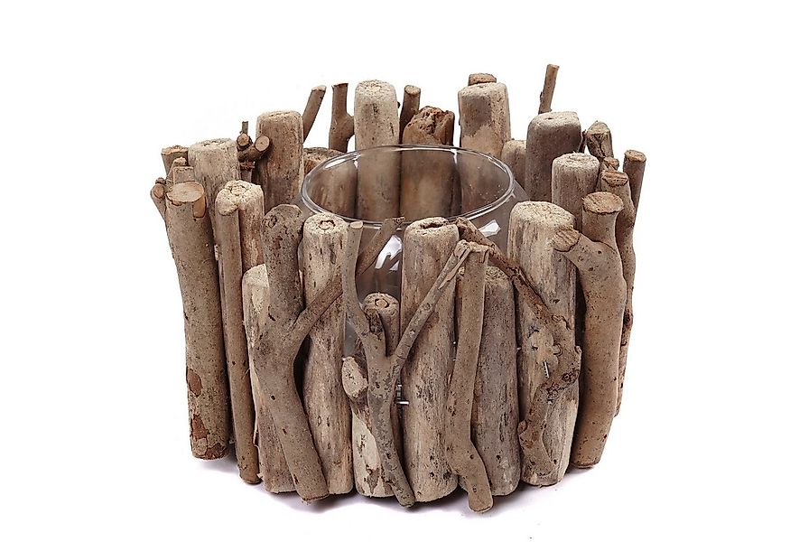 CREEDWOOD Windlicht RUNDE TREIBHOLZ WINDLICHT "HANA", mit Glas, Natur günstig online kaufen