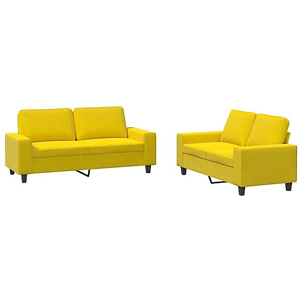 vidaXL 2-Tlg Sofagarnitur Hellgelb Stoff 3201887 günstig online kaufen