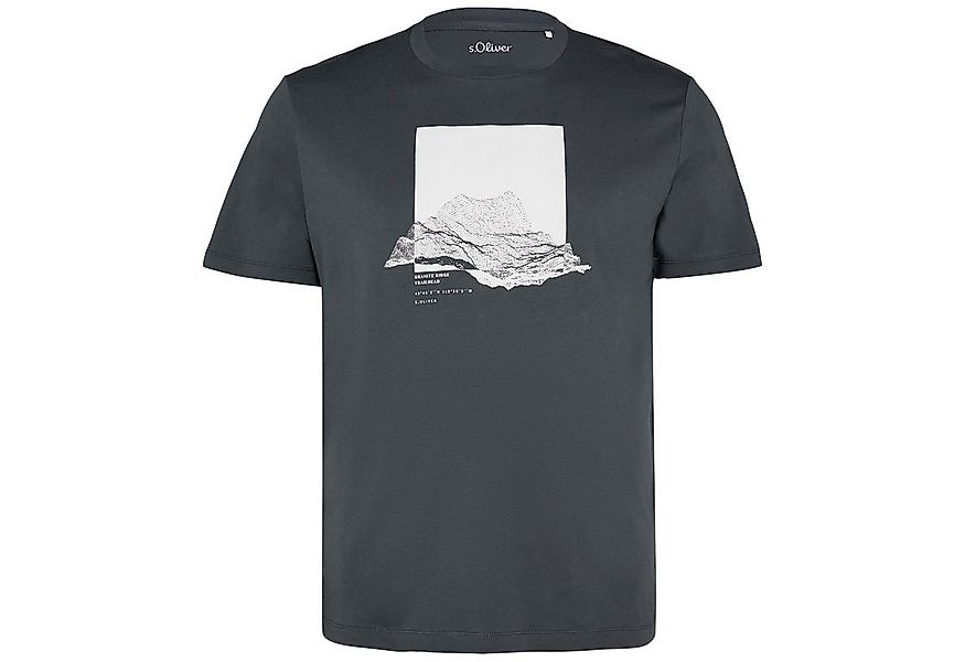 s.Oliver Rundhalsshirt s.Oliver XXL T-Shirt dunkelgrau Frontprint günstig online kaufen