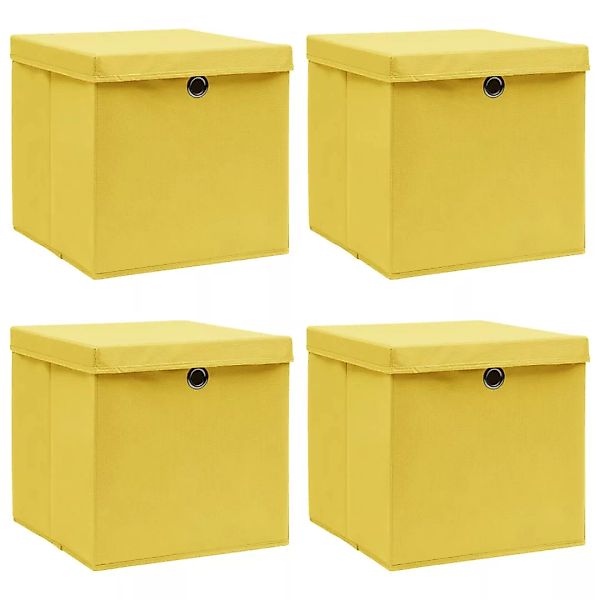 Aufbewahrungsboxen Mit Deckel 4 Stk. Gelb 32×32×32cm Stoff günstig online kaufen