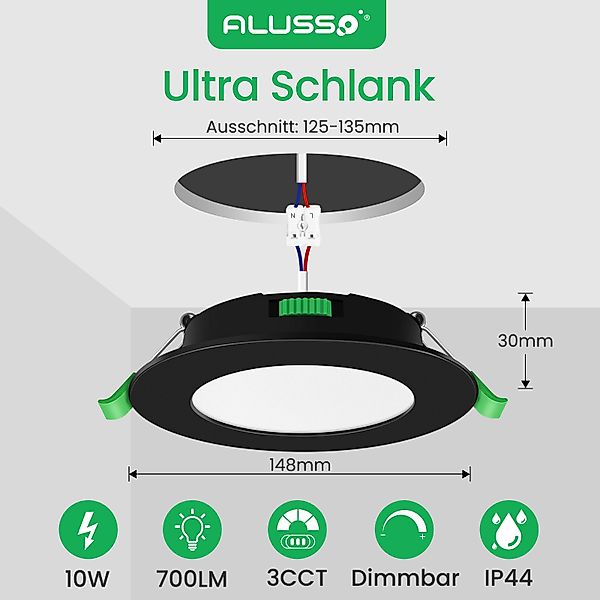 ALUSSO LED Einbaustrahler 6er-Set, Decken Leuchte, günstig online kaufen