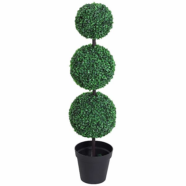 Outsunny Künstlicher Buchsbaum topiaire mit 3 Kugeln Ø 30 x 112H cm Grün günstig online kaufen