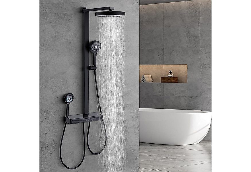 HOMELIVE Duschsystem mit Thermostat und Glasablage Ohne erneutes Bohren erf günstig online kaufen