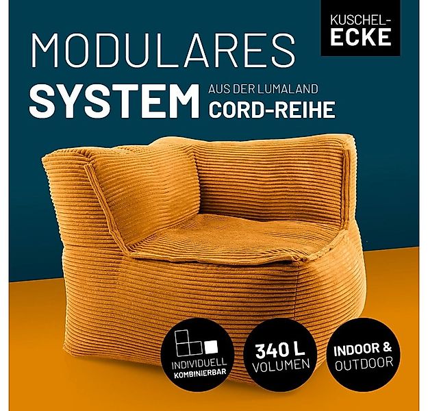 Lumaland Sitzsack Lumaland Sitzsack-Sofa Modular Cord 81x81x70cm Ecke links günstig online kaufen