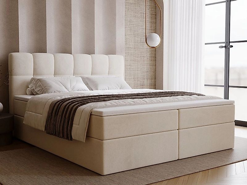 GrainGold Boxspringbett mit Bettkästen MAISON, Bett mit Kopfteil - 200x200 günstig online kaufen