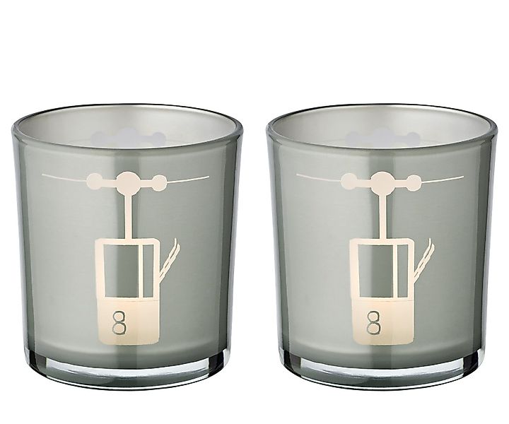 EDZARD Windlicht Lift, 2er-Set, Glas, Ski-Motiv, günstig online kaufen