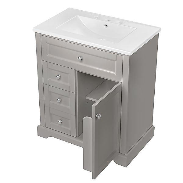 Bodenstehender Badezimmerschrank mit Waschbecken, 76x46x87 cm, Grau günstig online kaufen