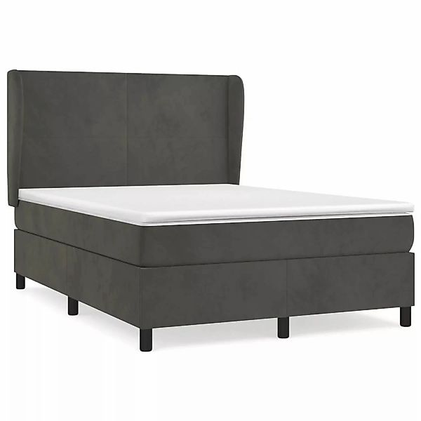 vidaXL Boxspringbett mit Matratze Dunkelgrau 140x200 cm Samt1376613 günstig online kaufen