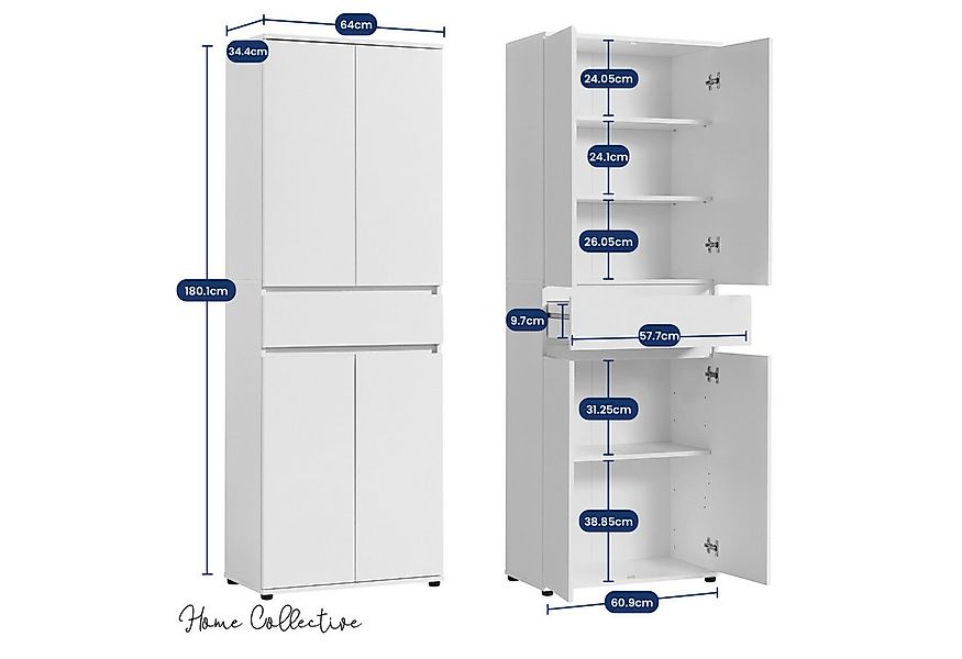 Home Collective Mehrzweckschrank Schrank 60 cm breit mit 4 Türen & Schublad günstig online kaufen