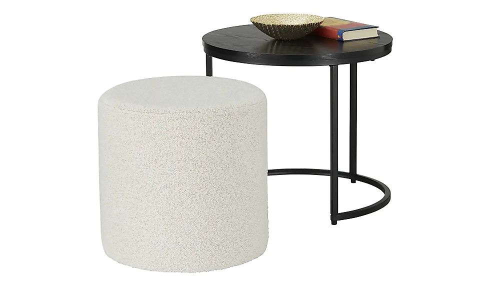 Beistelltisch-Hocker-Set  Jesi ¦ schwarz ¦ Maße (cm): H: 45  Ø: 51 Tische > günstig online kaufen
