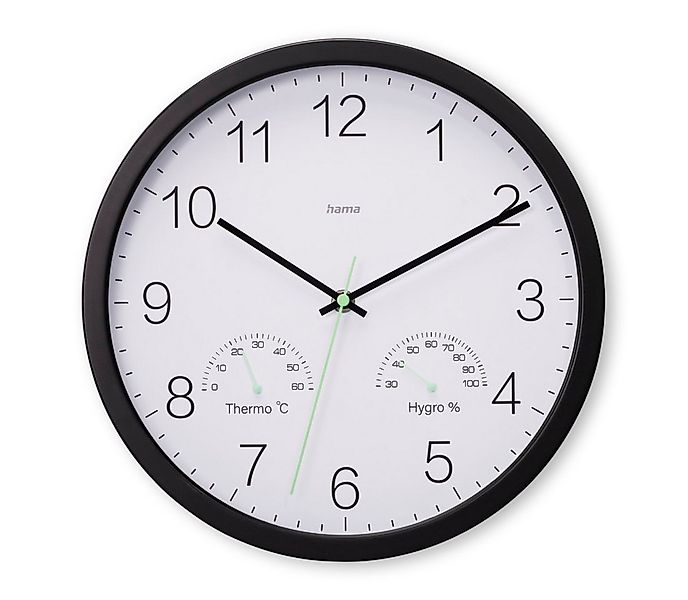 Hama Wanduhr Uhr "Santorini", ohne Ticken, Ø 30cm, Schwarz (mit Thermo- und günstig online kaufen
