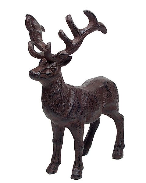 Rustikale Dekofigur Stolzer Hirsch Gusseisen Antik-Braun 23cm günstig online kaufen