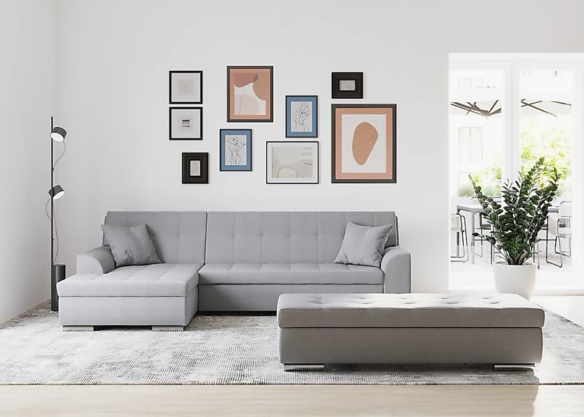 DOMO collection Ecksofa "Treviso viele Bezüge, auch in Cord, L-Form, B/T/H: günstig online kaufen