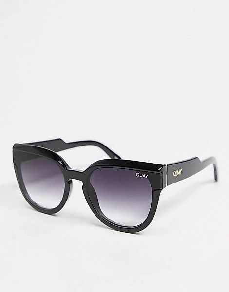 Quay – Noosa – Abgeschrägte Cat-Eye-Sonnenbrille für Damen in Schwarz günstig online kaufen