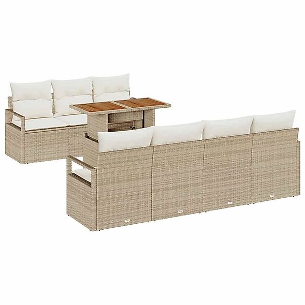 vidaXL Garten-Sofa-Set mit Speicher 8-Tlg Beige Poly Rattan 3358409 günstig online kaufen