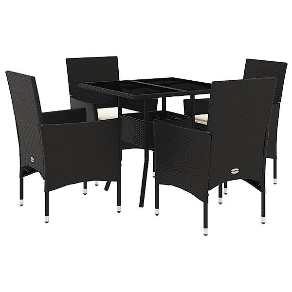 vidaXL 5-Tlg Garten-Essgruppe mit Kissen Schwarz Poly Rattan und Glas 32786 günstig online kaufen