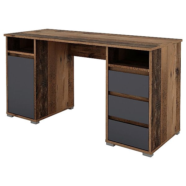 Schreibtisch LOBO Eiche Old Wood Nachbildung anthrazit B/H/T: ca. 138x75x55 günstig online kaufen