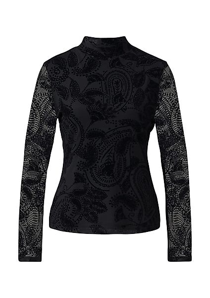 comma Langarmshirt T-Shirt Meshshirt mit floralem günstig online kaufen