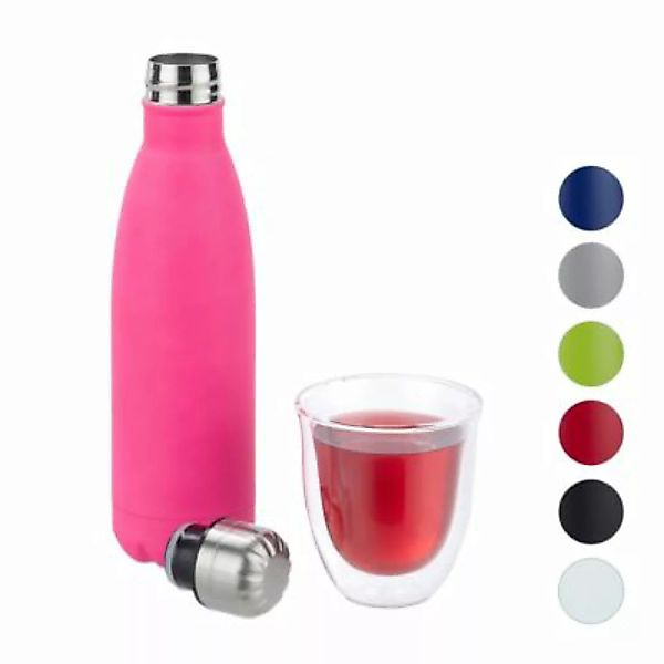 relaxdays Trinkflasche Edelstahl pink günstig online kaufen