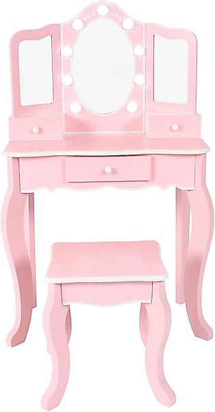 CHIC2000 Schminktisch pastellrosa, mit großen LED-Lichter rund um den Spieg günstig online kaufen