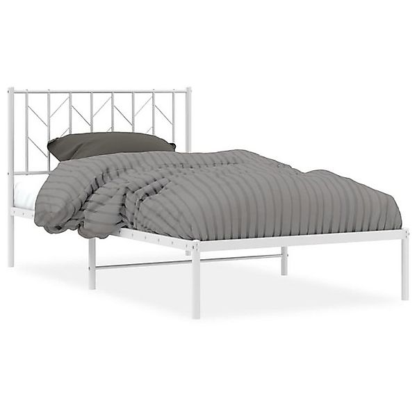 furnicato Bettgestell mit Kopfteil Metall Weiß 100x200 cm (1-tlg) günstig online kaufen