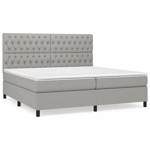 vidaXL Boxspringbett Boxspringbett mit Matratze Hellgrau 200x200 cm Stoff B günstig online kaufen