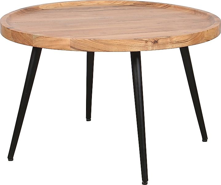 byLIVING Couchtisch Romy, mit massiver Akazien - Platte und schwarzem Metal günstig online kaufen