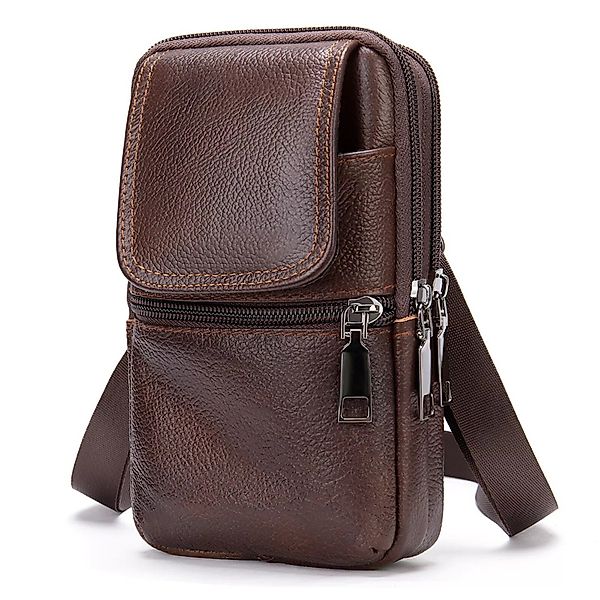 YUBRO-STUDIO Schultertasche Herren Leder Umhängetasche Mehrfach-Taschen günstig online kaufen
